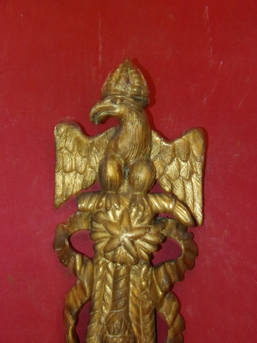Crowned Eagle, Gilded Wood, 18th Century.-photo-3