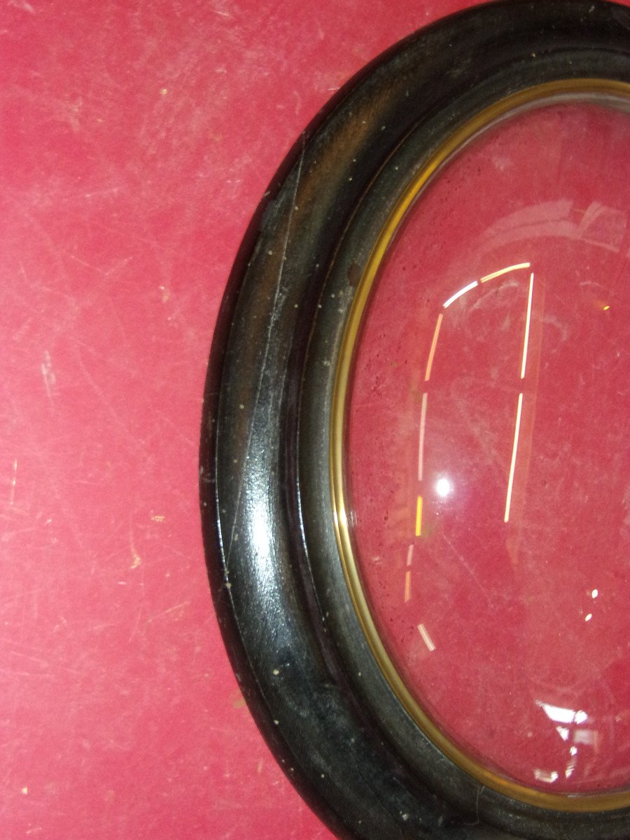   Oval Frame, 19th Century, Napoleon III, Domed Glass.-photo-1