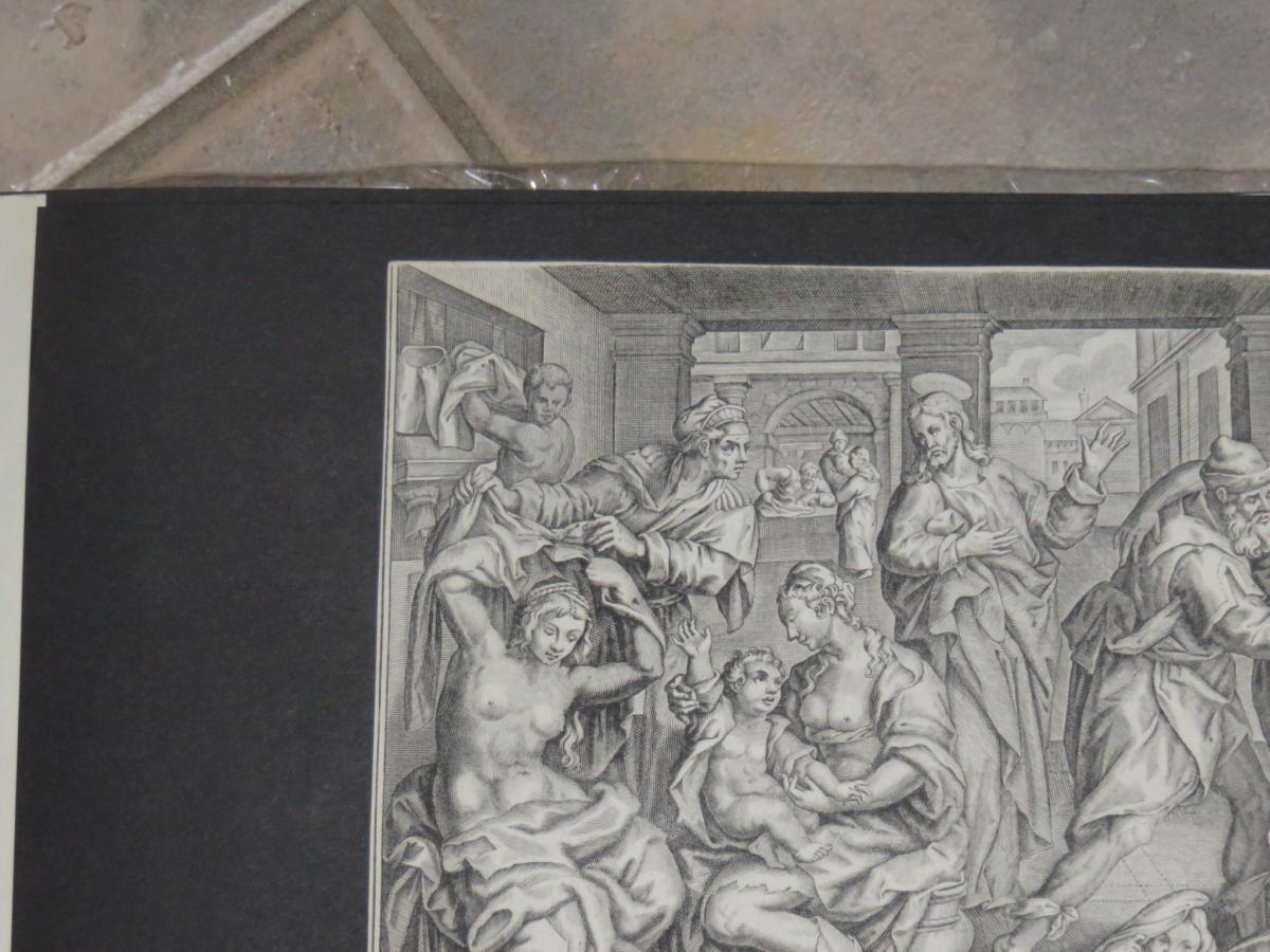 Scene With Men, Women And Children, Etching 17th Time.-photo-3