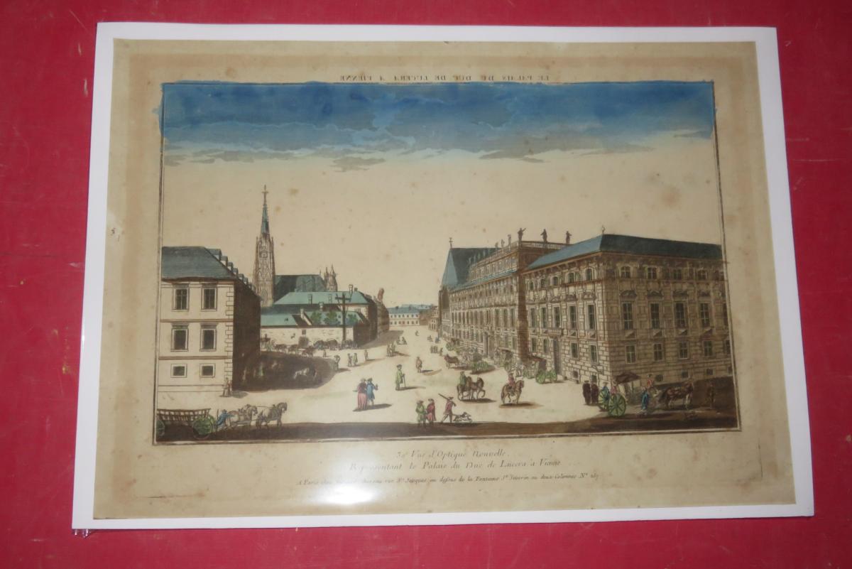 " Palais du Duc de Lucera, Vienne ", Vue d'Optique époque 18ème.
