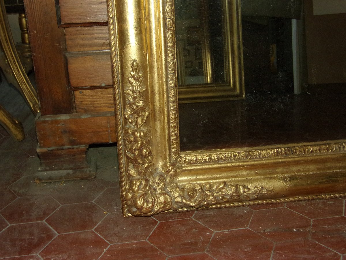 Miroir Louis Philippe, époque 19ème, En Bois Doré.-photo-3