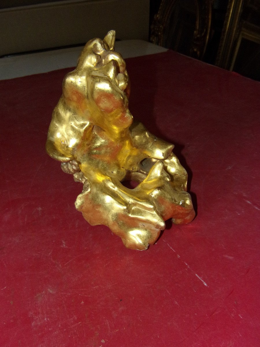 Déco : élément en Bois Sculpté Et Doré, époque 20 ème.-photo-1