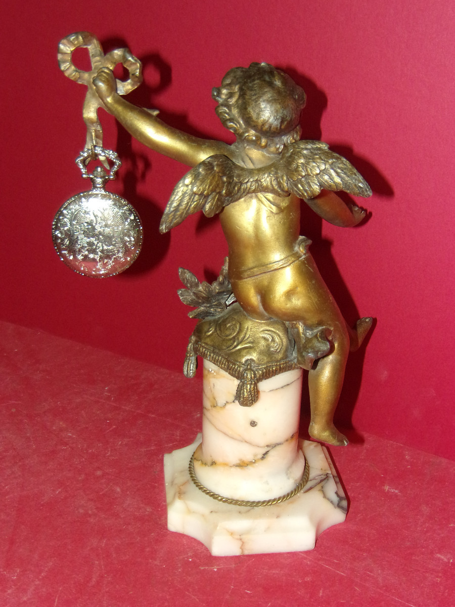 Cupid On His Base, 19th Century Watch Holder.-photo-3