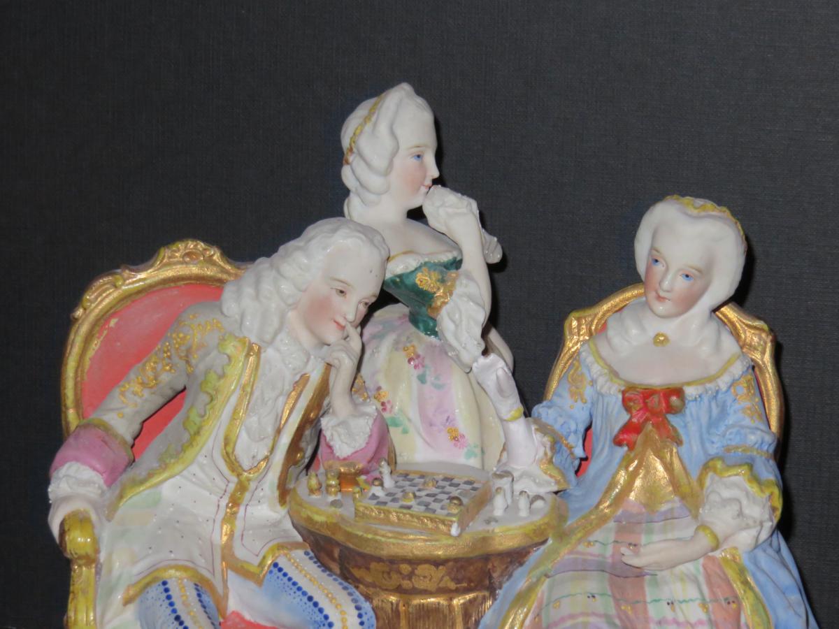 Chess Set, Scene Porcelain, Late 19th Time.-photo-3