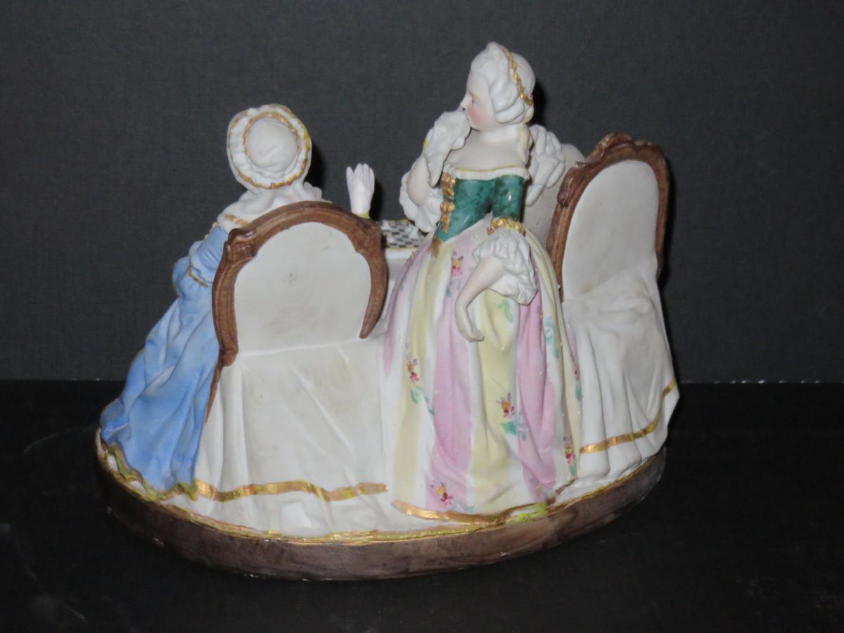 Chess Set, Scene Porcelain, Late 19th Time.-photo-4