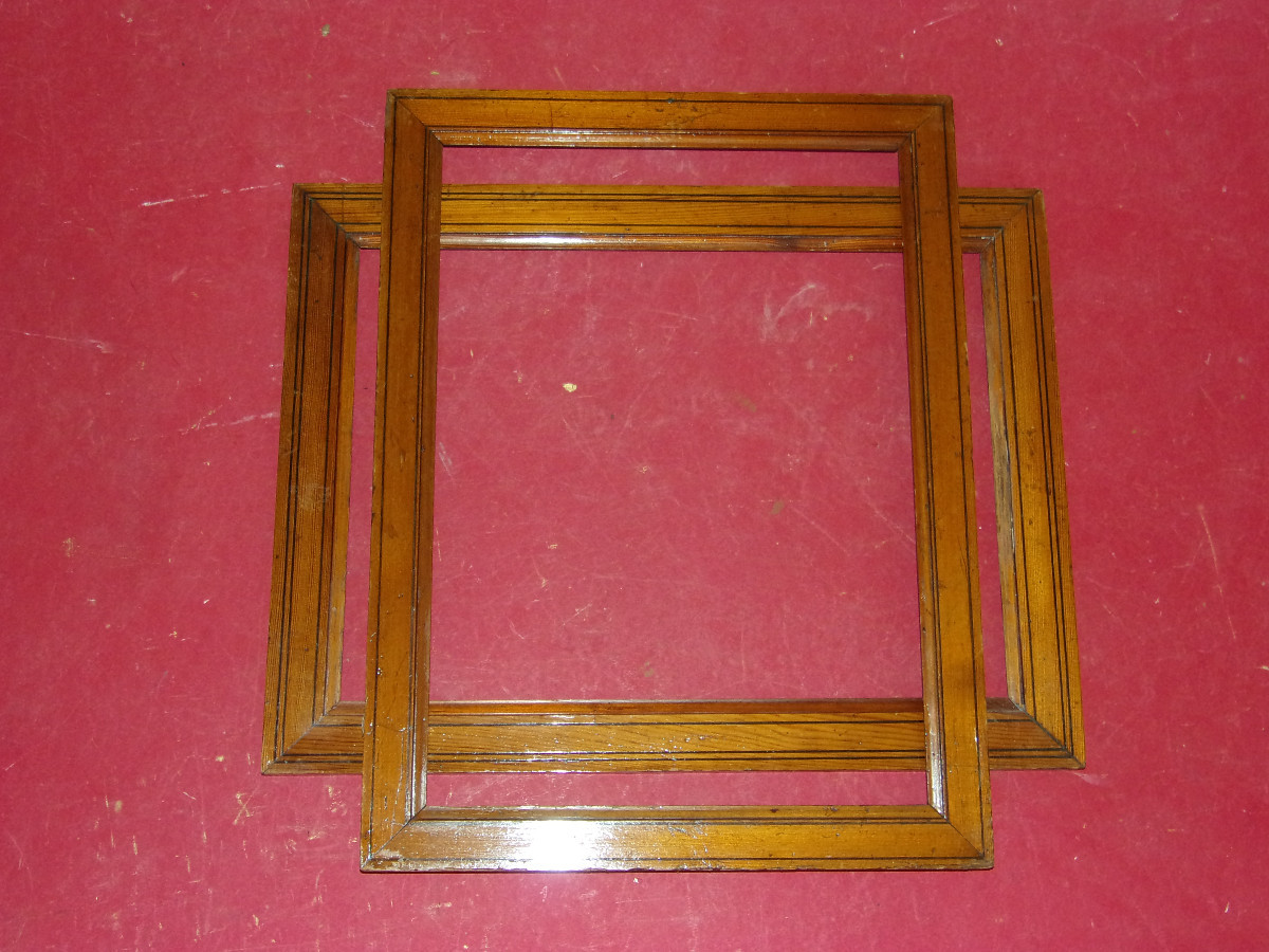 Paire de Cadres En Bois  Pitchpin, époque 19ème.