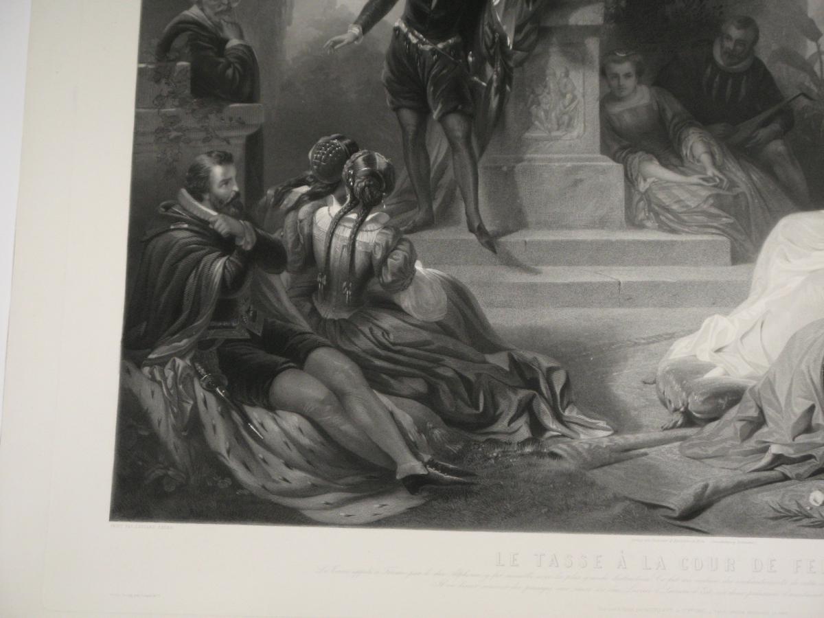 Gravure En Noire Et Blanc, scène de genre, 19ème.-photo-1