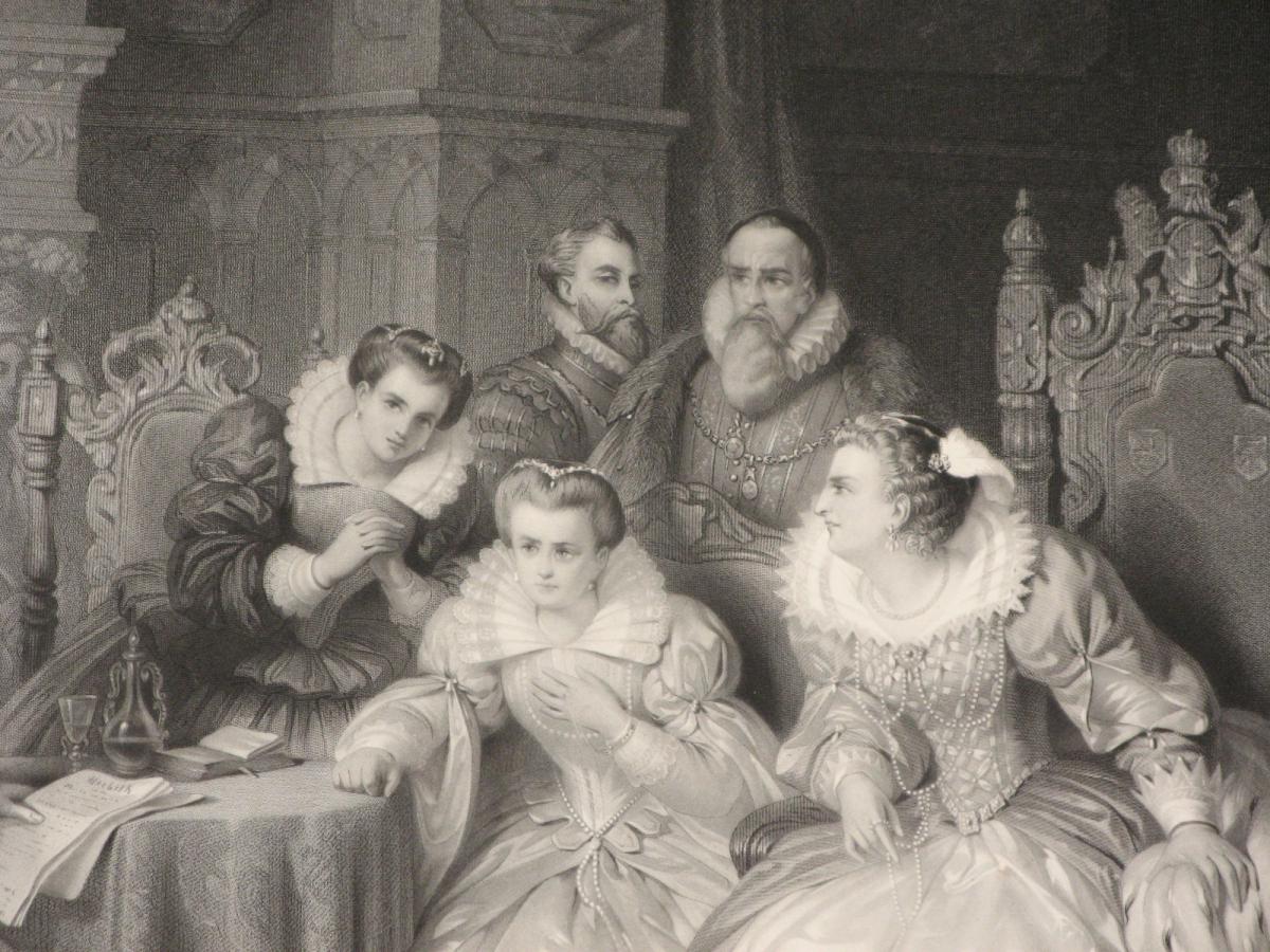 Gravure En Noire Et Blanc, Scène De Genre, 19ème.-photo-3