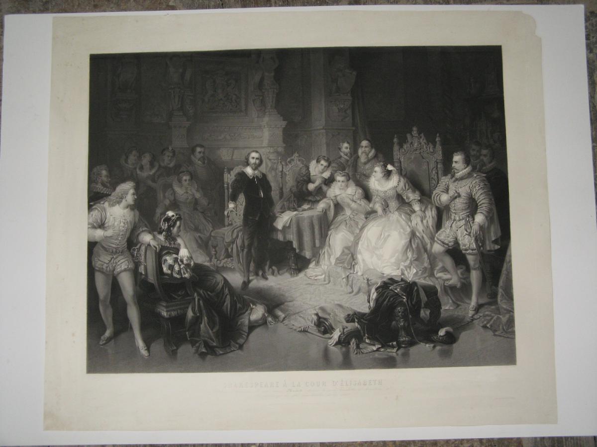 Gravure En Noire Et Blanc, Scène De Genre, 19ème.-photo-2