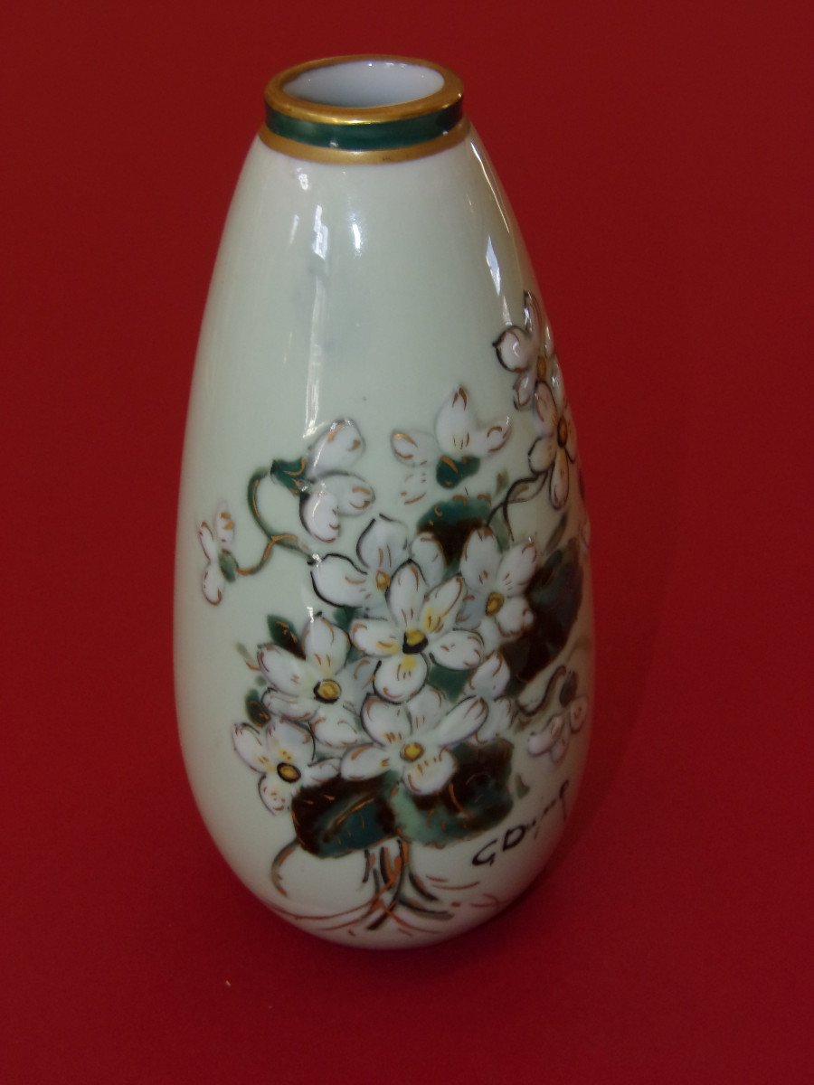 Camille Tharaud, Limoges Porcelain, Small Vase, Art Deco Period.-photo-3