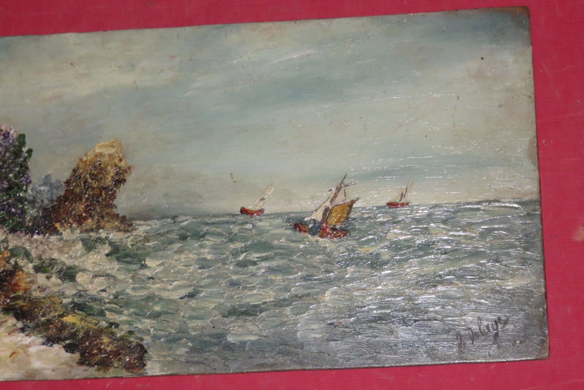  Petite  Marine, tableau époque début 20ème.-photo-2