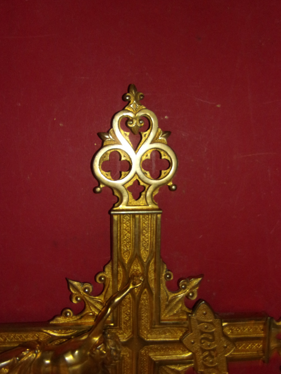 19th Century Gilt Bronze Processional Cross.-photo-3