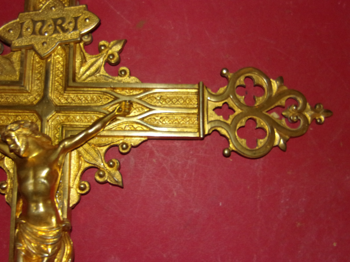 19th Century Gilt Bronze Processional Cross.-photo-4