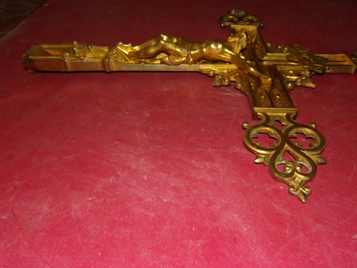 19th Century Gilt Bronze Processional Cross.-photo-2