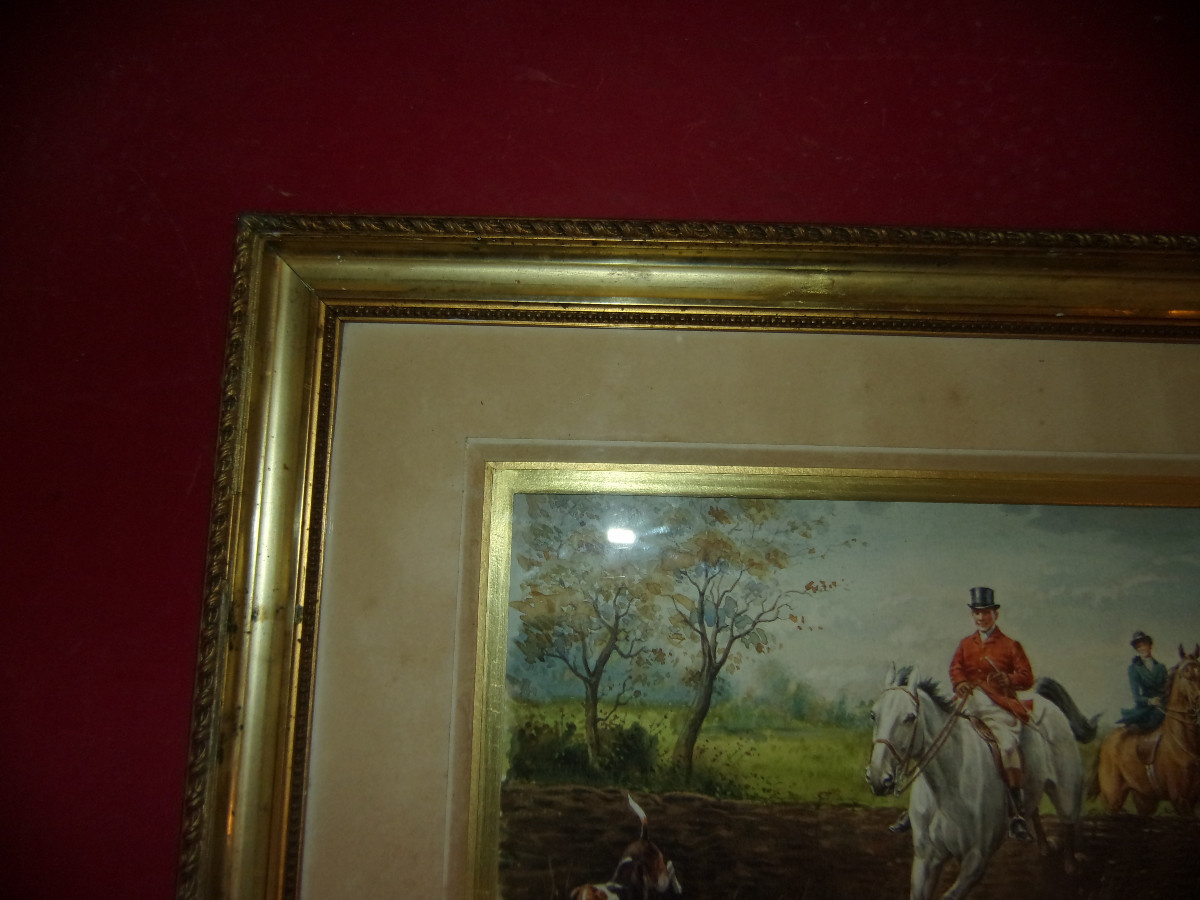 Watercolor, Hunting Scene, Late 19th Century.-photo-5