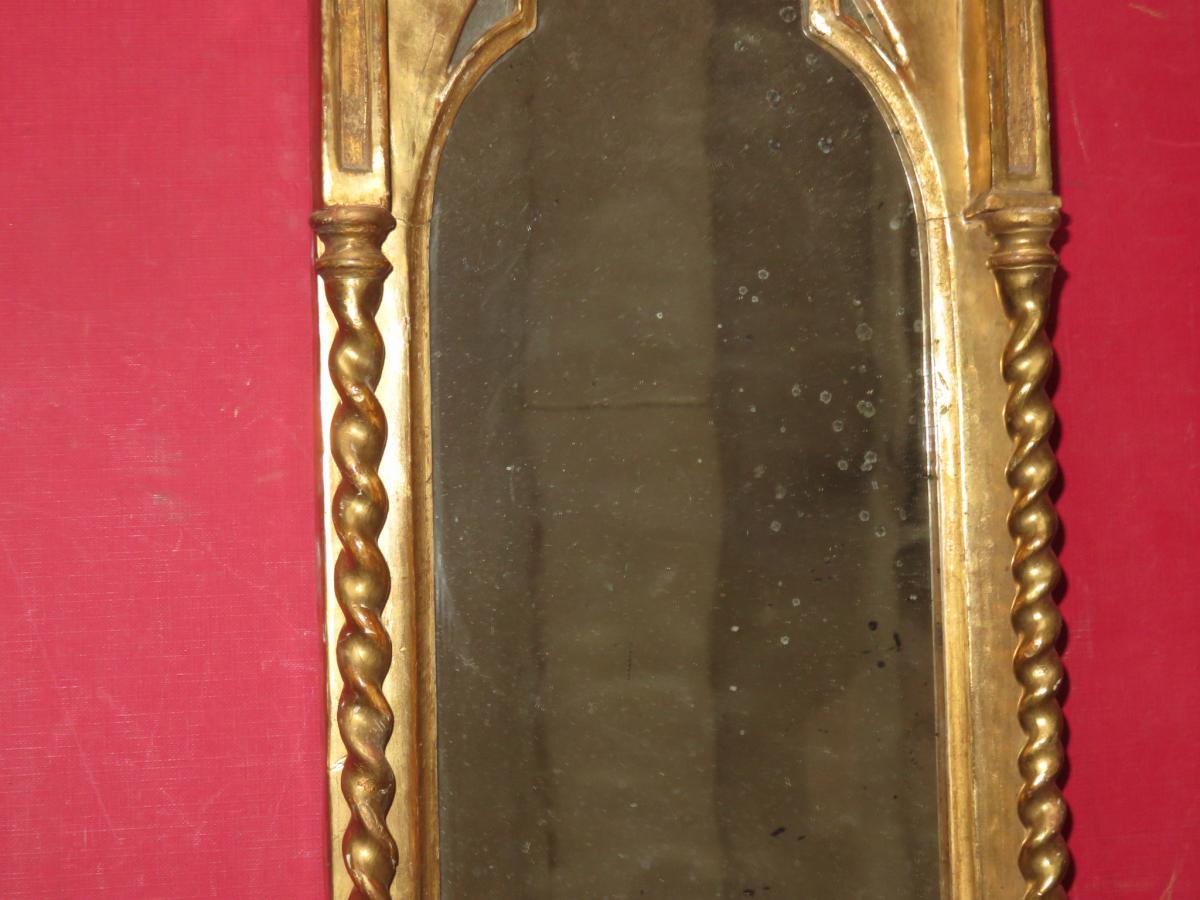 Miroir De Forme Cathédrale, En Bois Doré, époque 19ème.-photo-4