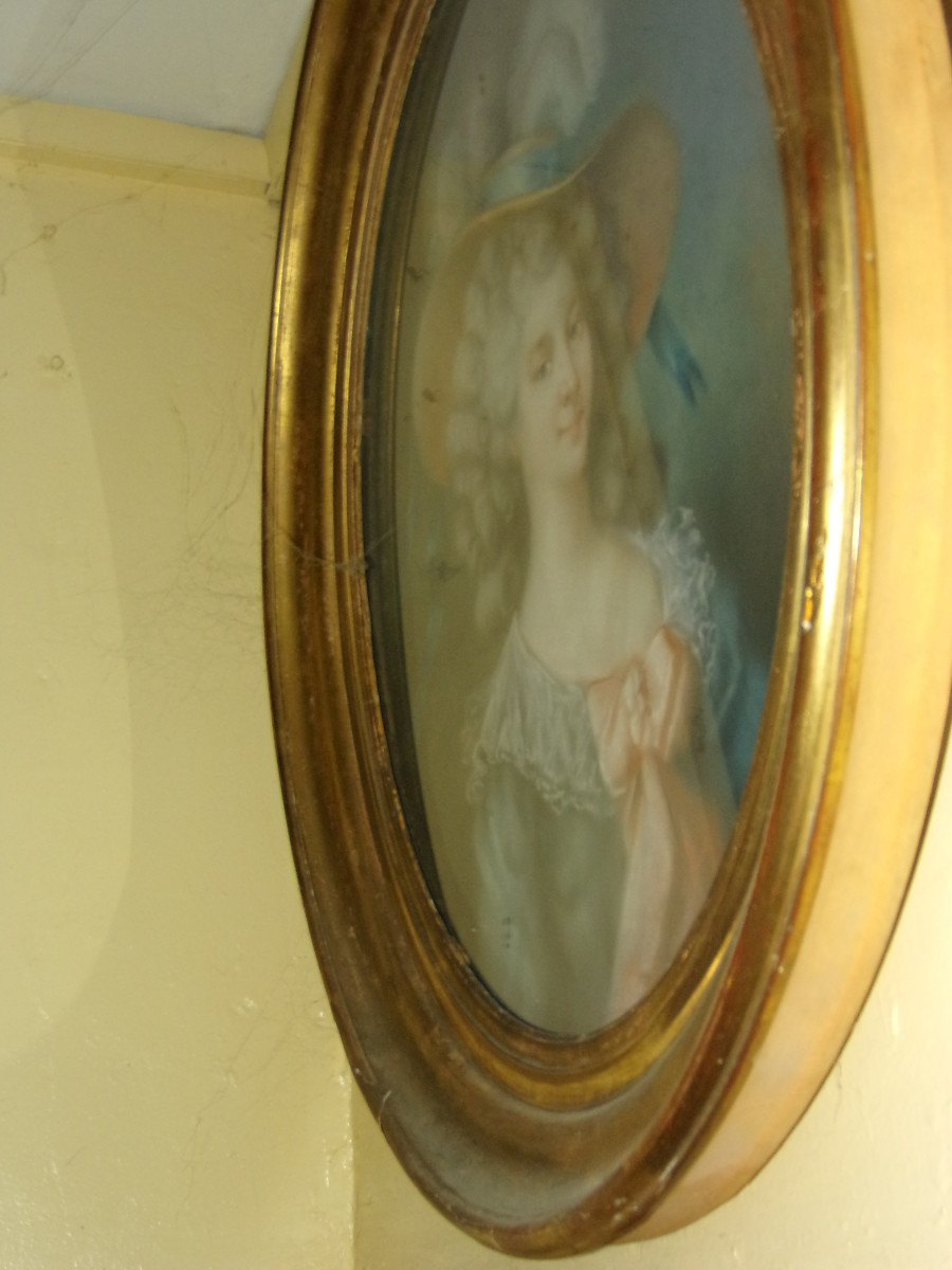 L'élégante au grand  Chapeau, pastel époque fin 18ème.-photo-5