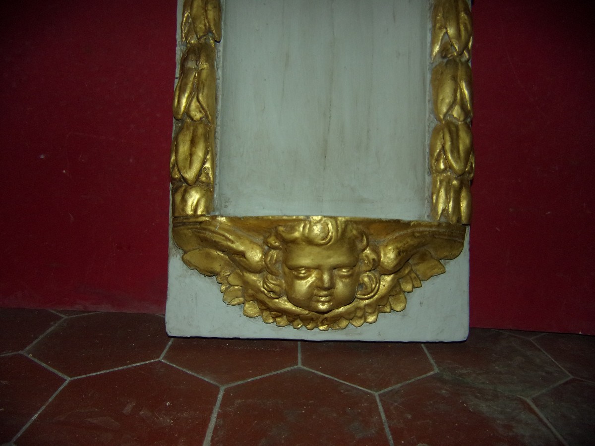 Socle en bois sculpté peint et doré, époque 18ème.-photo-2