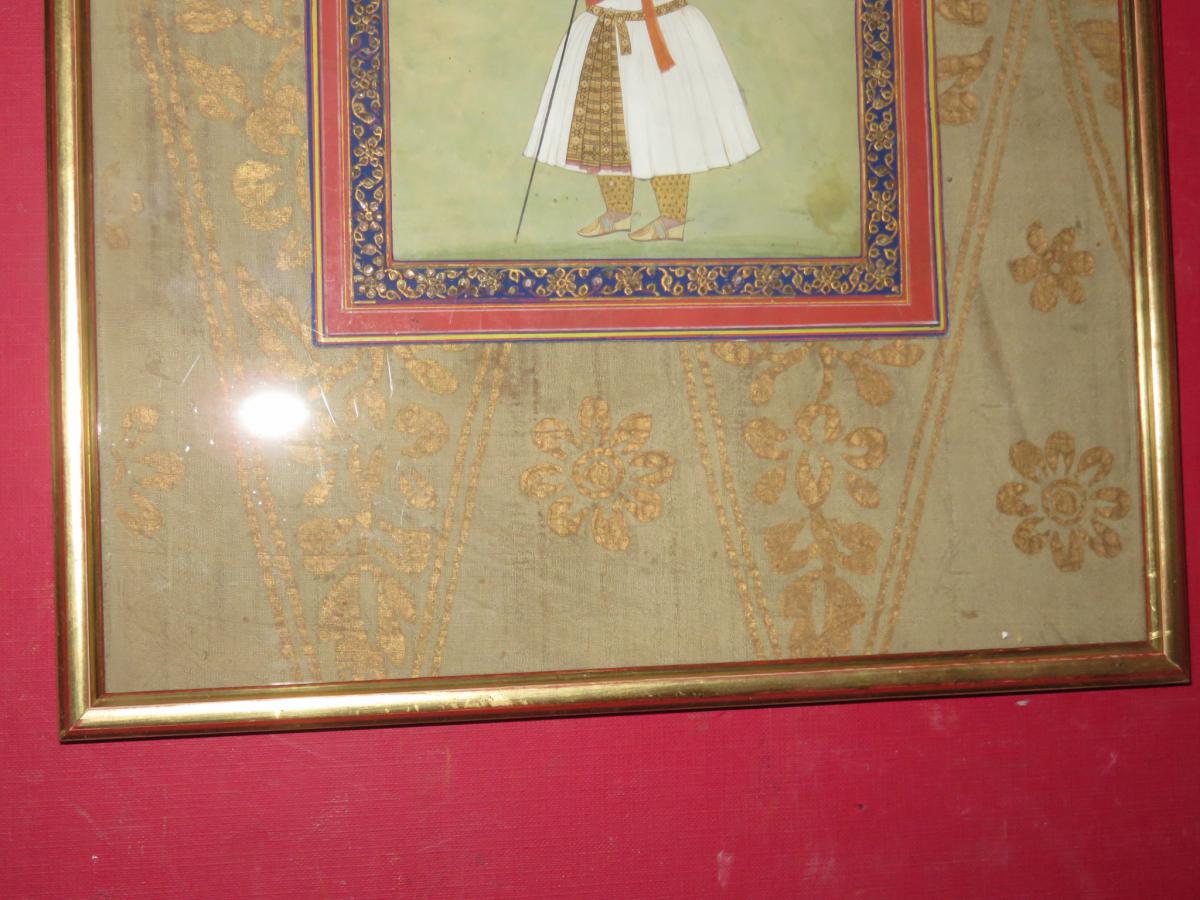 Roi Hindou : Akbar, Aquarelle époque 18-19ème.-photo-3