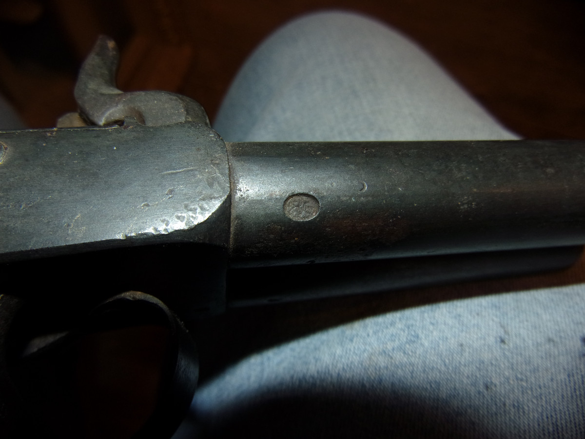 Pistolet percussion à double canon, époque 19ème.-photo-3