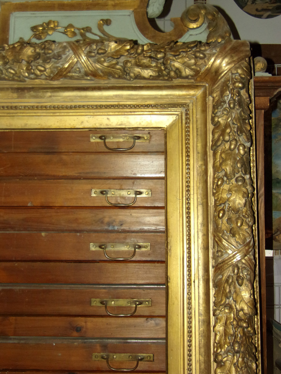 Très grand et important cadre époque 19ème, en bois doré.-photo-4
