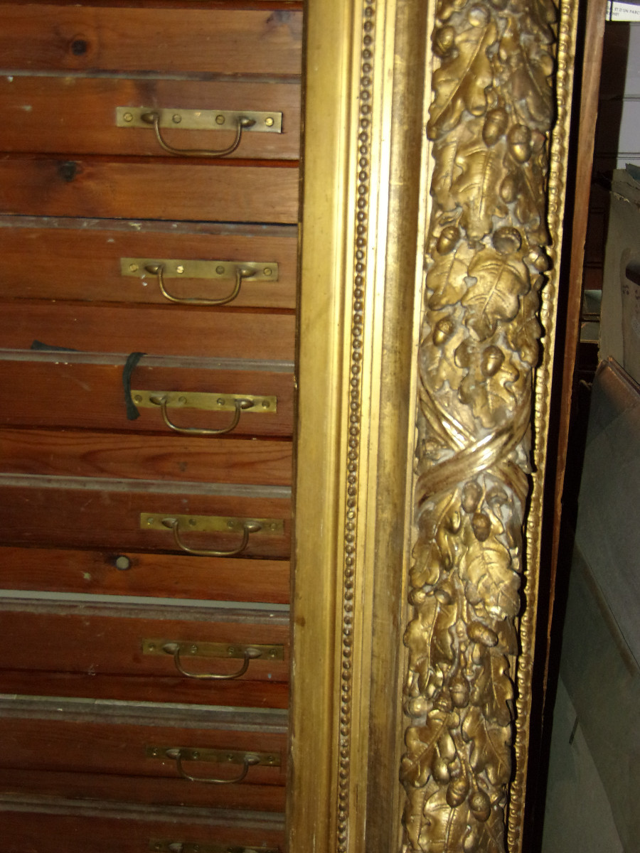 Très grand et important cadre époque 19ème, en bois doré.-photo-1