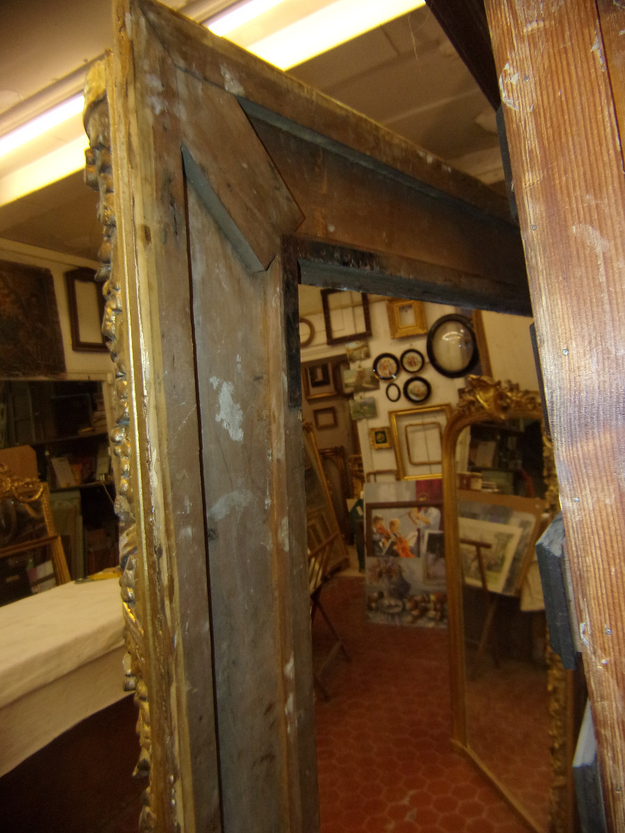 Très grand et important cadre époque 19ème, en bois doré.-photo-8