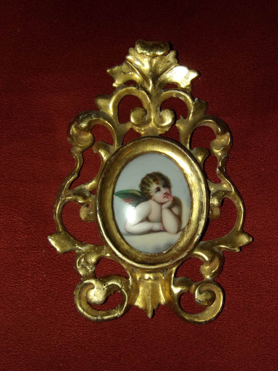Petit Ange, porcelaine peinte à la main, époque 19ème.-photo-2