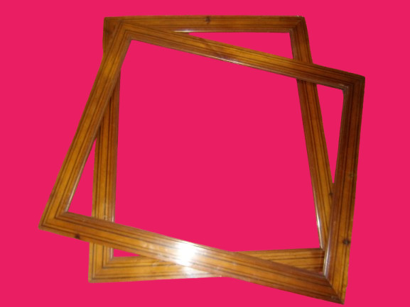  Large Pair Of Pitchpine Wood Frames, 19th Century.