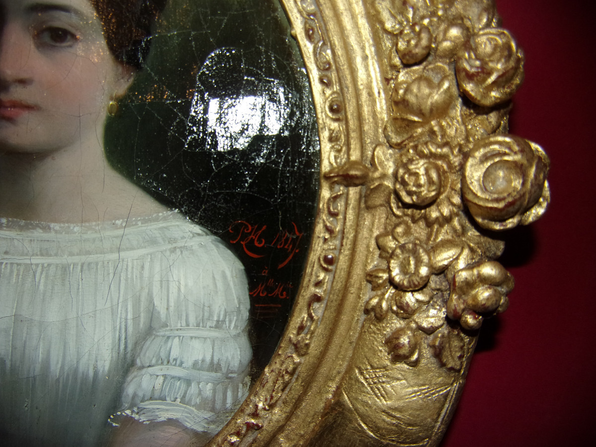 Portrait jeune femme, tableau époque 19ème.-photo-4