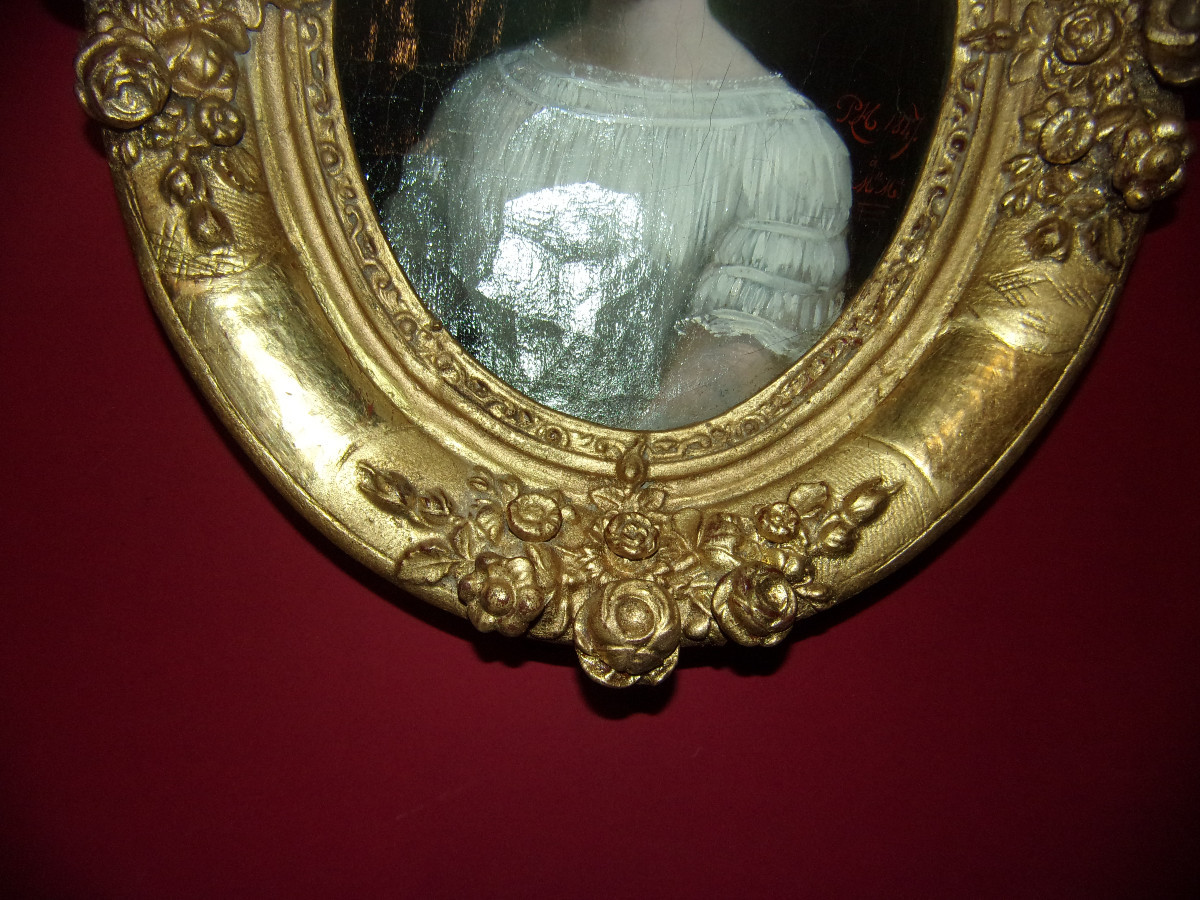 Portrait jeune femme, tableau époque 19ème.-photo-2