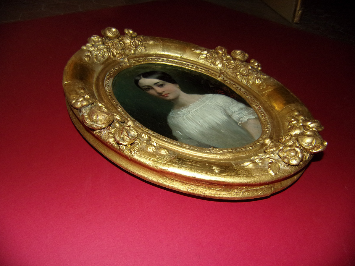 Portrait jeune femme, tableau époque 19ème.-photo-3