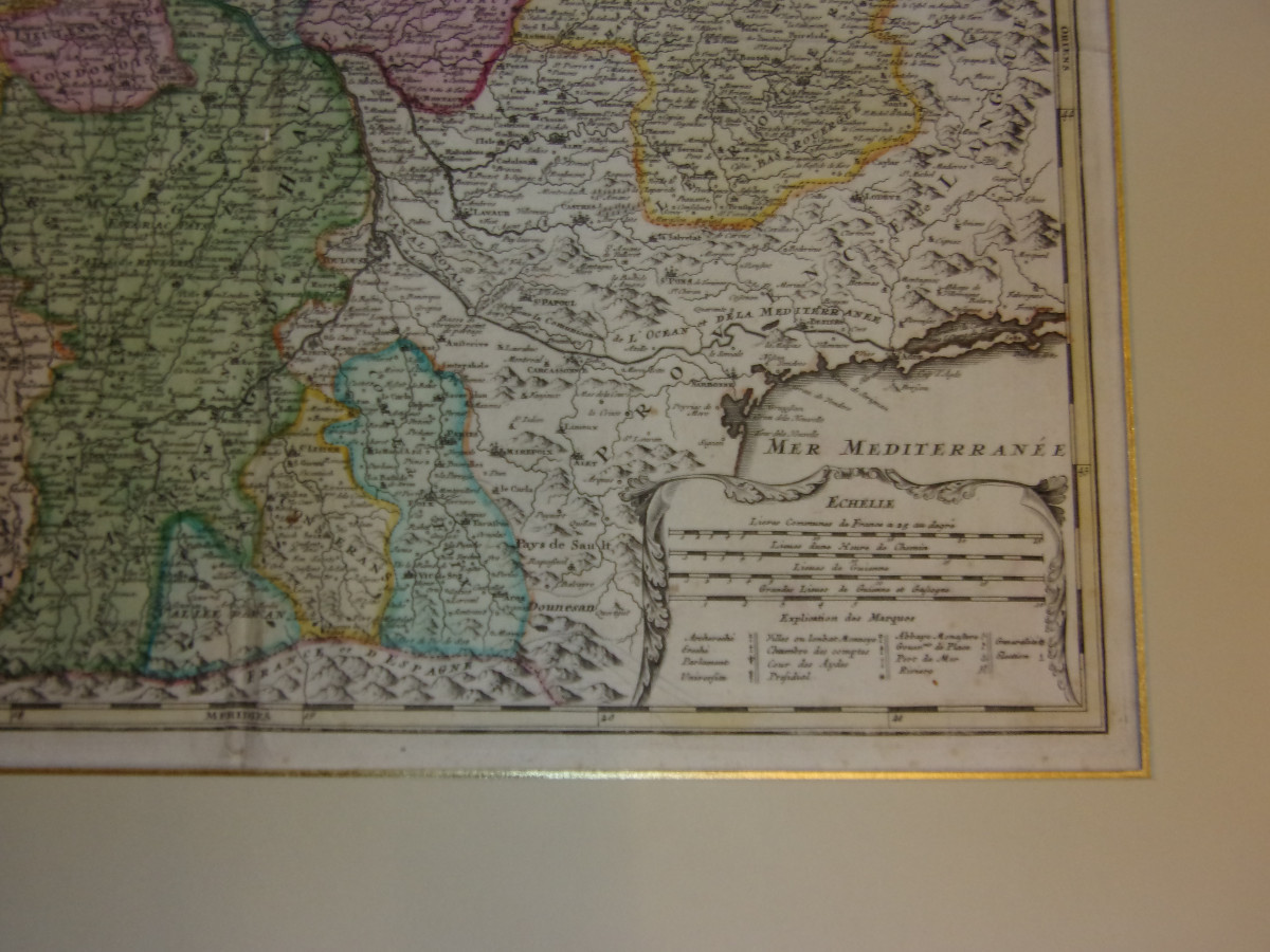  Grande Carte Géographique de l'Aquitaine de Johann Baptist Homann, époque 17 ème.-photo-3