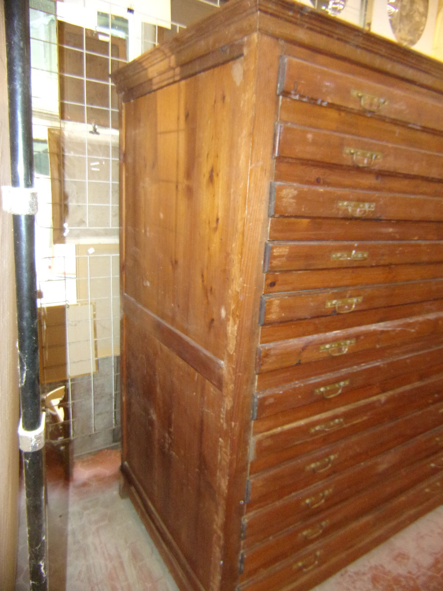 Meuble à plans d'architecte  ou géomètre, en bois, époque fin 19ème. -photo-2