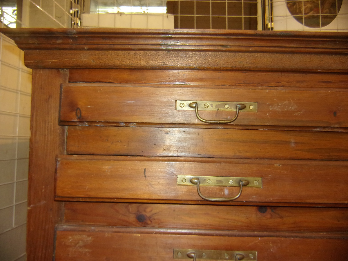 Meuble à plans d'architecte  ou géomètre, en bois, époque fin 19ème. -photo-4