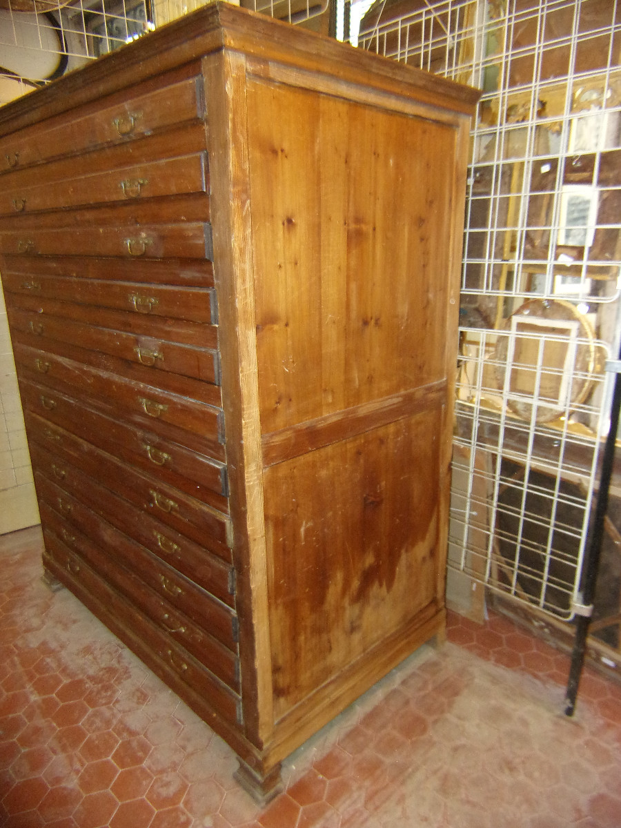 Meuble à plans d'architecte  ou géomètre, en bois, époque fin 19ème. -photo-3