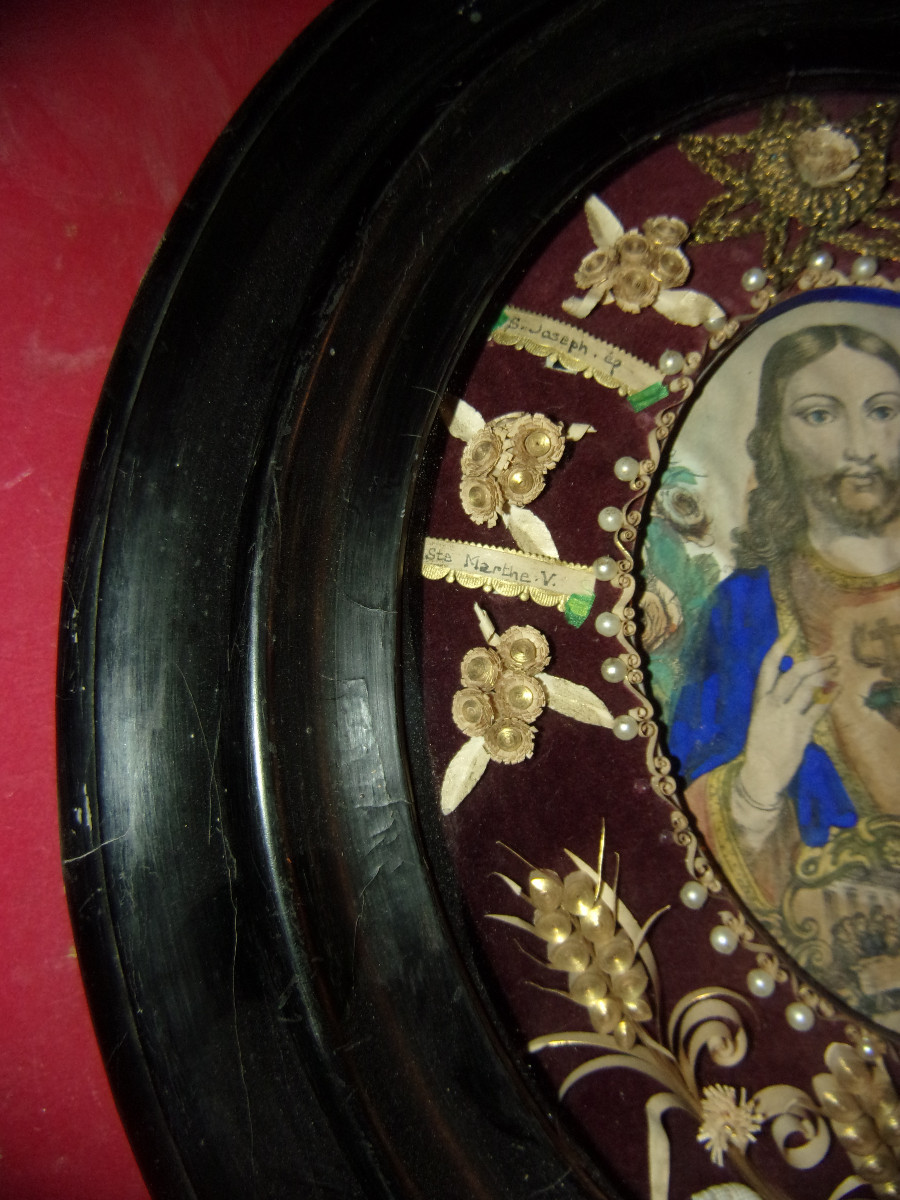 Cadre reliquaires, époque 19ème.-photo-3