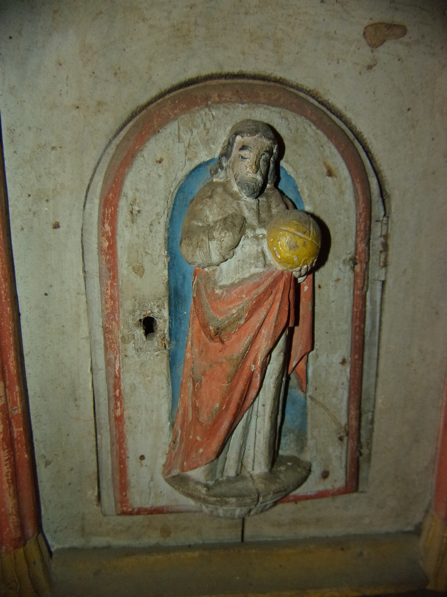 Polychrome Wooden Tabernacle, Christ Salvador Mundi, 18th Century.-photo-2