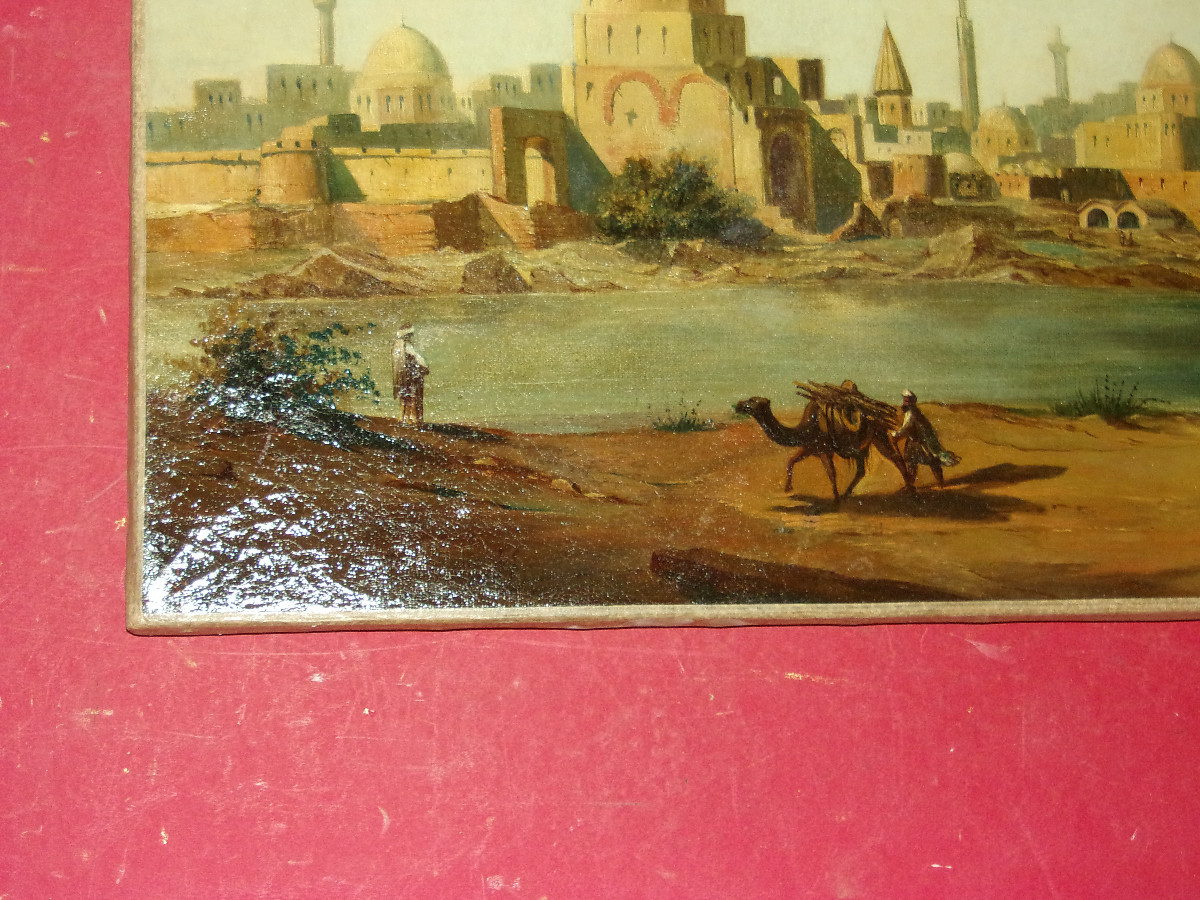 Ville Orientale animée, tableau époque 19 ème.-photo-3