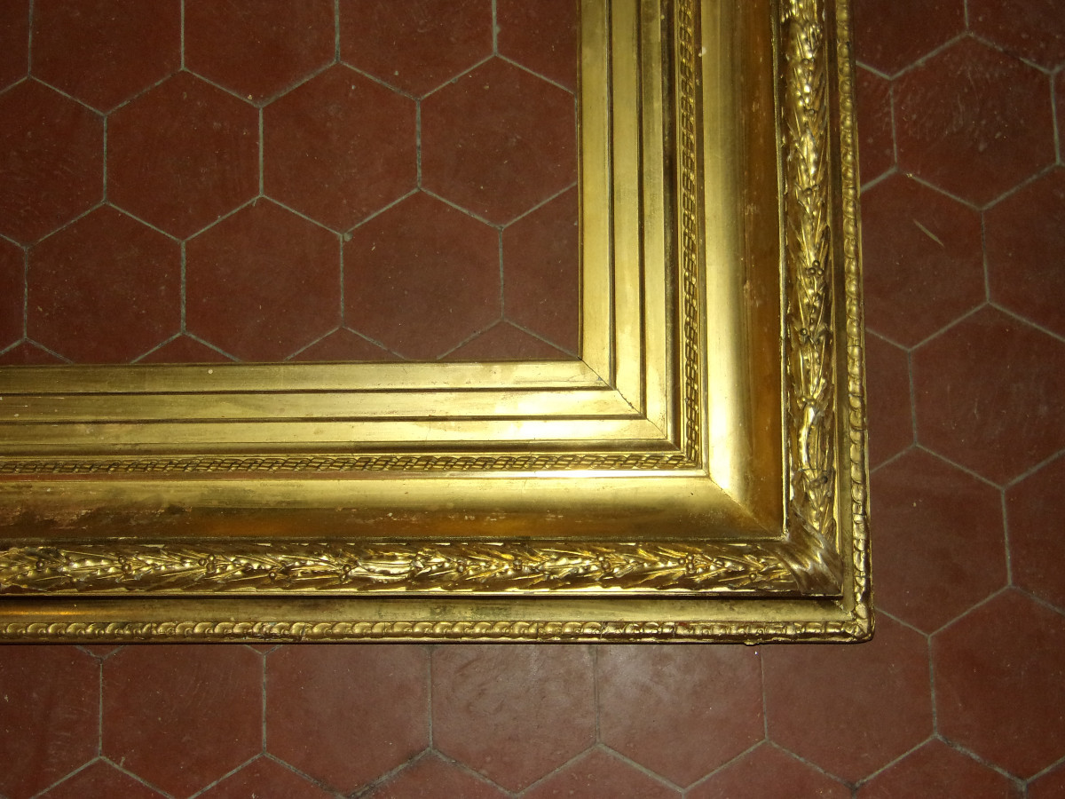 Large 19th-century Frame In Gilded Wood.-photo-4