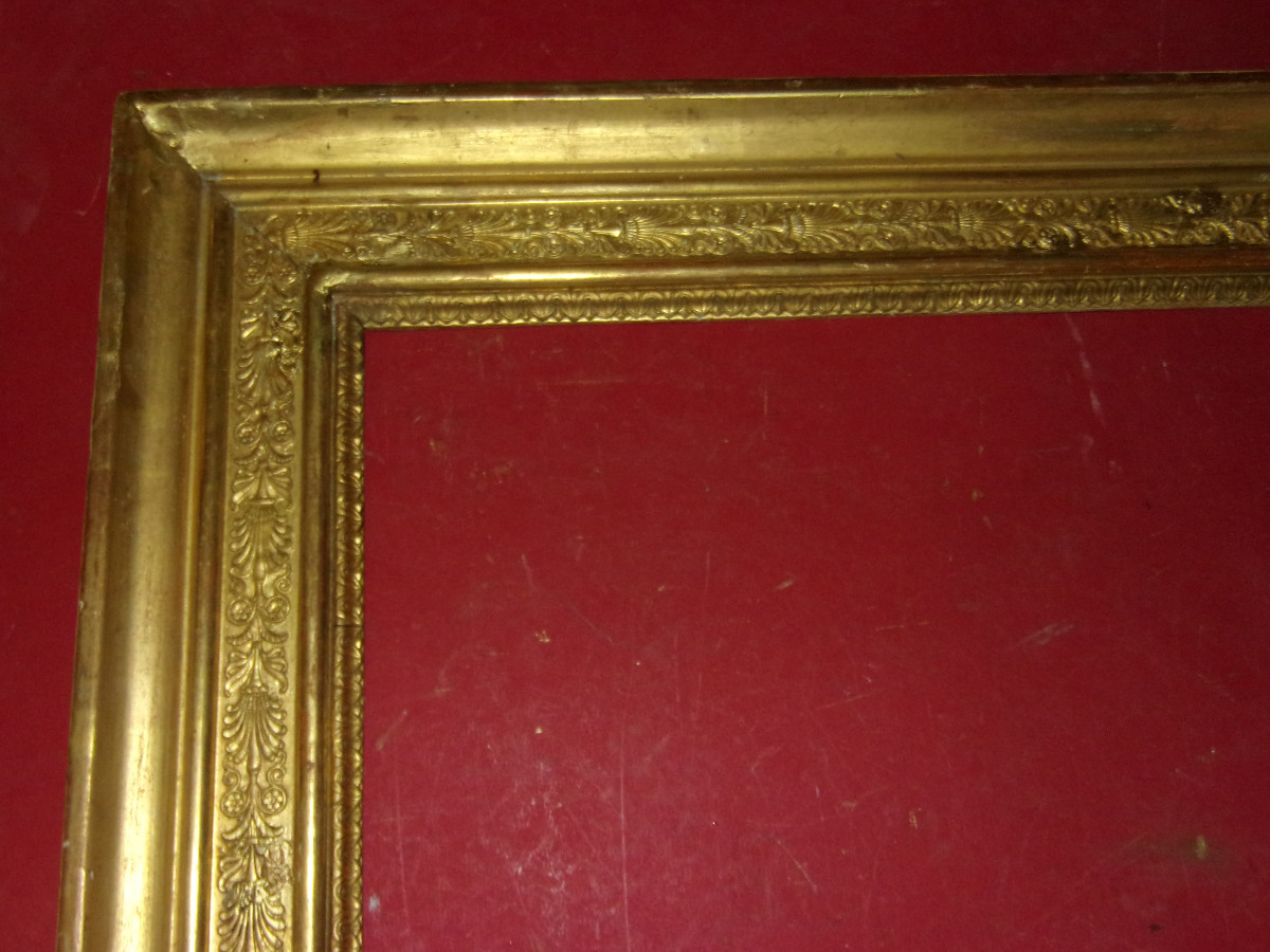 Cadre époque 19ème, Empire  en bois doré.-photo-2