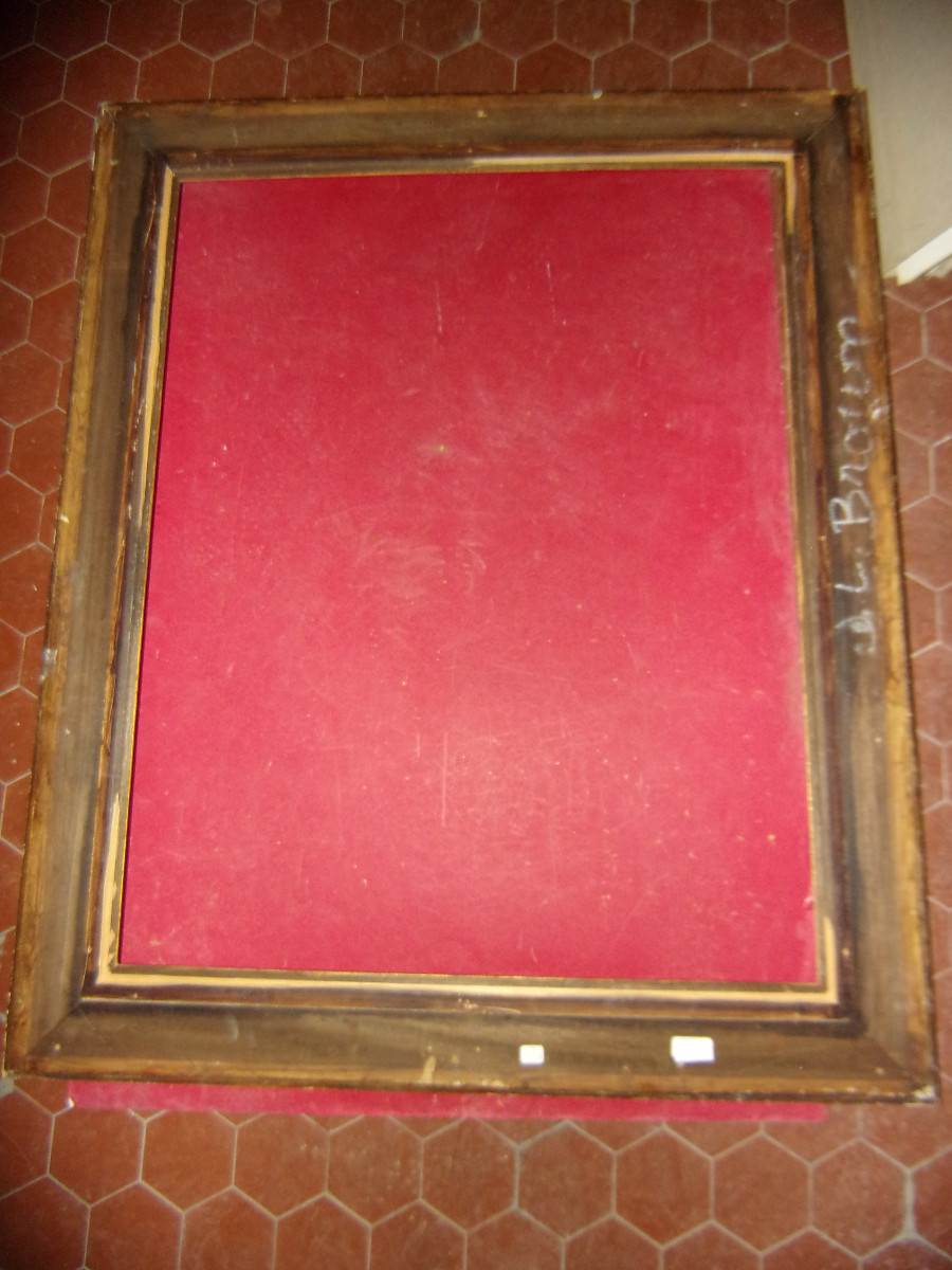 Cadre époque 20 ème, style Louis XIV, en bois doré.-photo-3