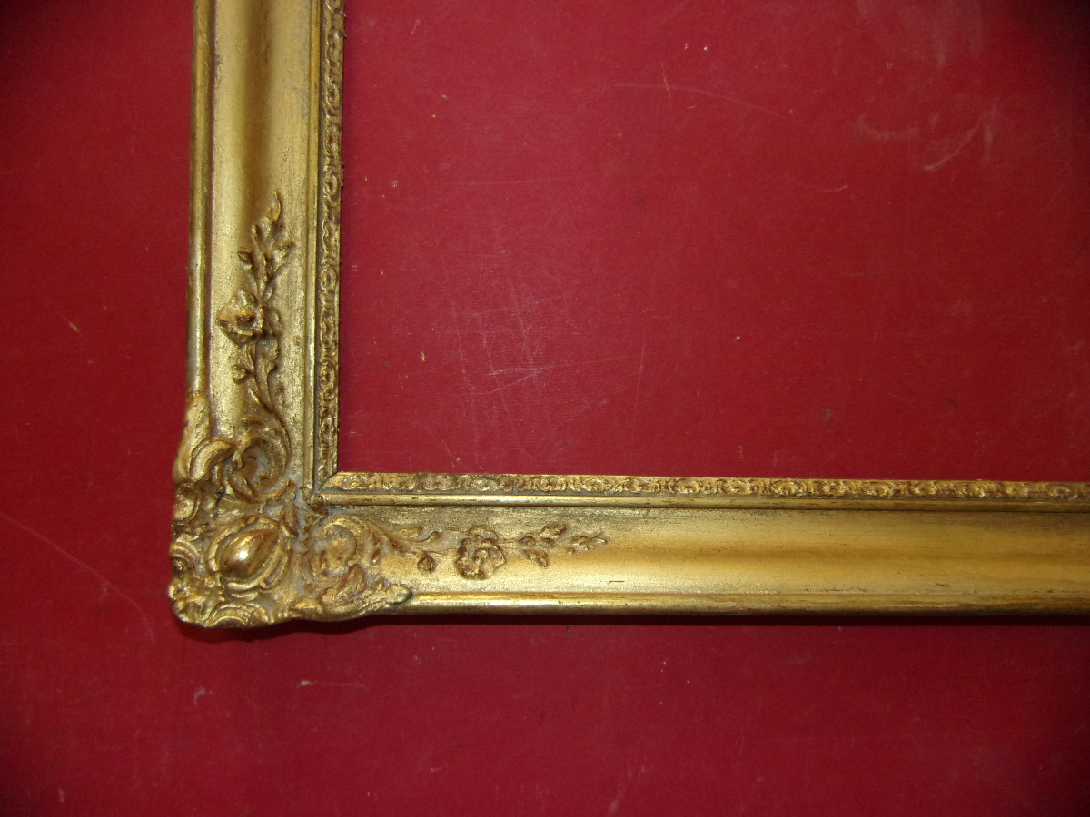 Paire de cadres époque 19ème, en bois doré.-photo-2