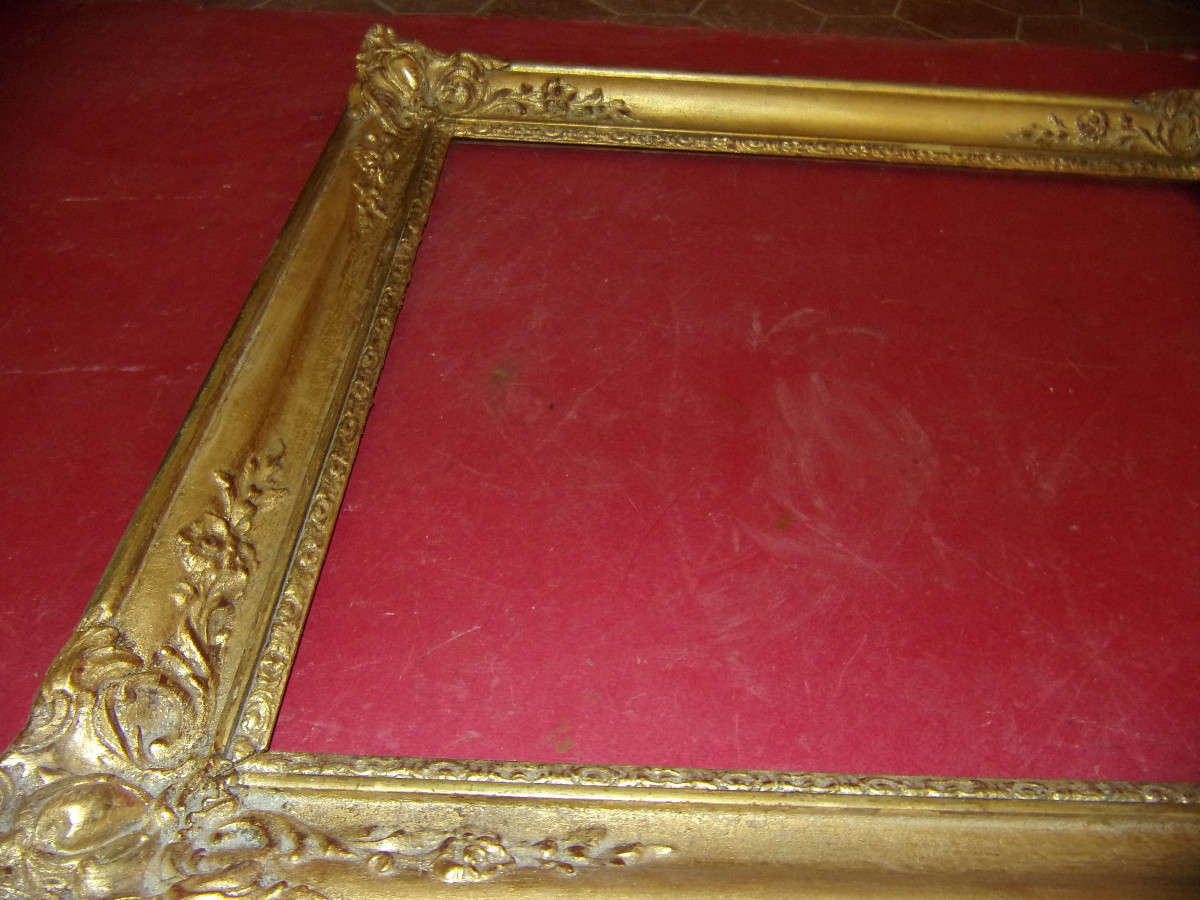 Paire de cadres époque 19ème, en bois doré.-photo-3