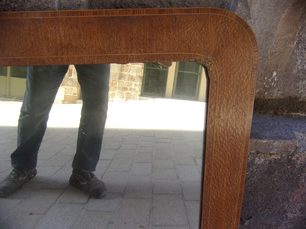 Art Deco Wooden Mirror, Early 20th Century.-photo-3