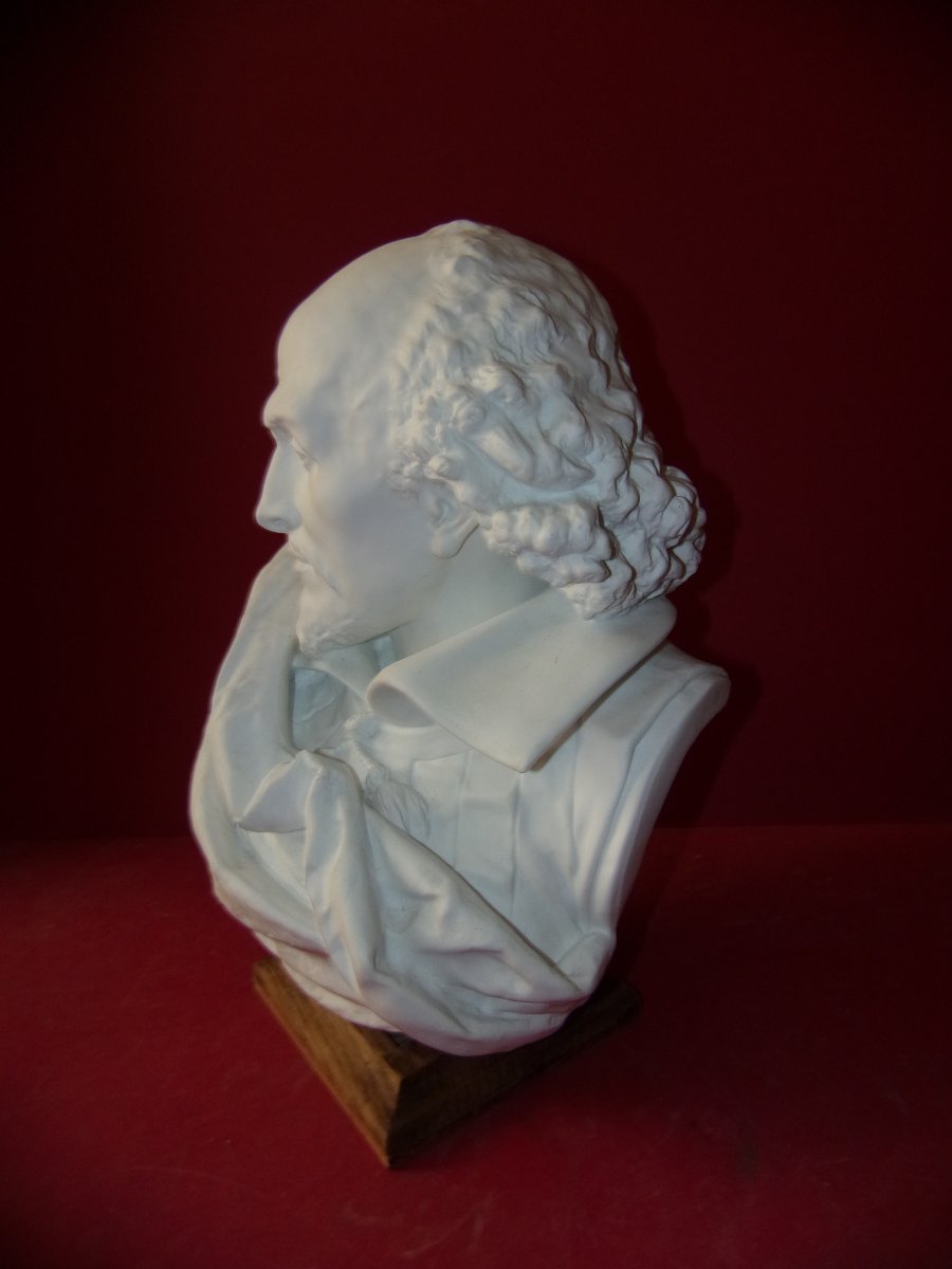 Bust Of Shakespeare, Late 19th Century Limoges Porcelain Cookie.-photo-4