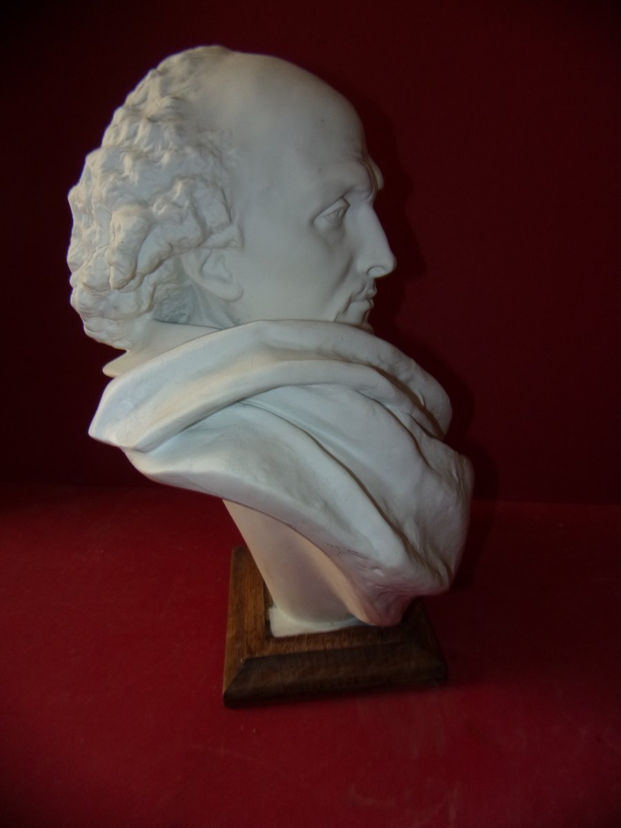 Bust Of Shakespeare, Late 19th Century Limoges Porcelain Cookie.-photo-3