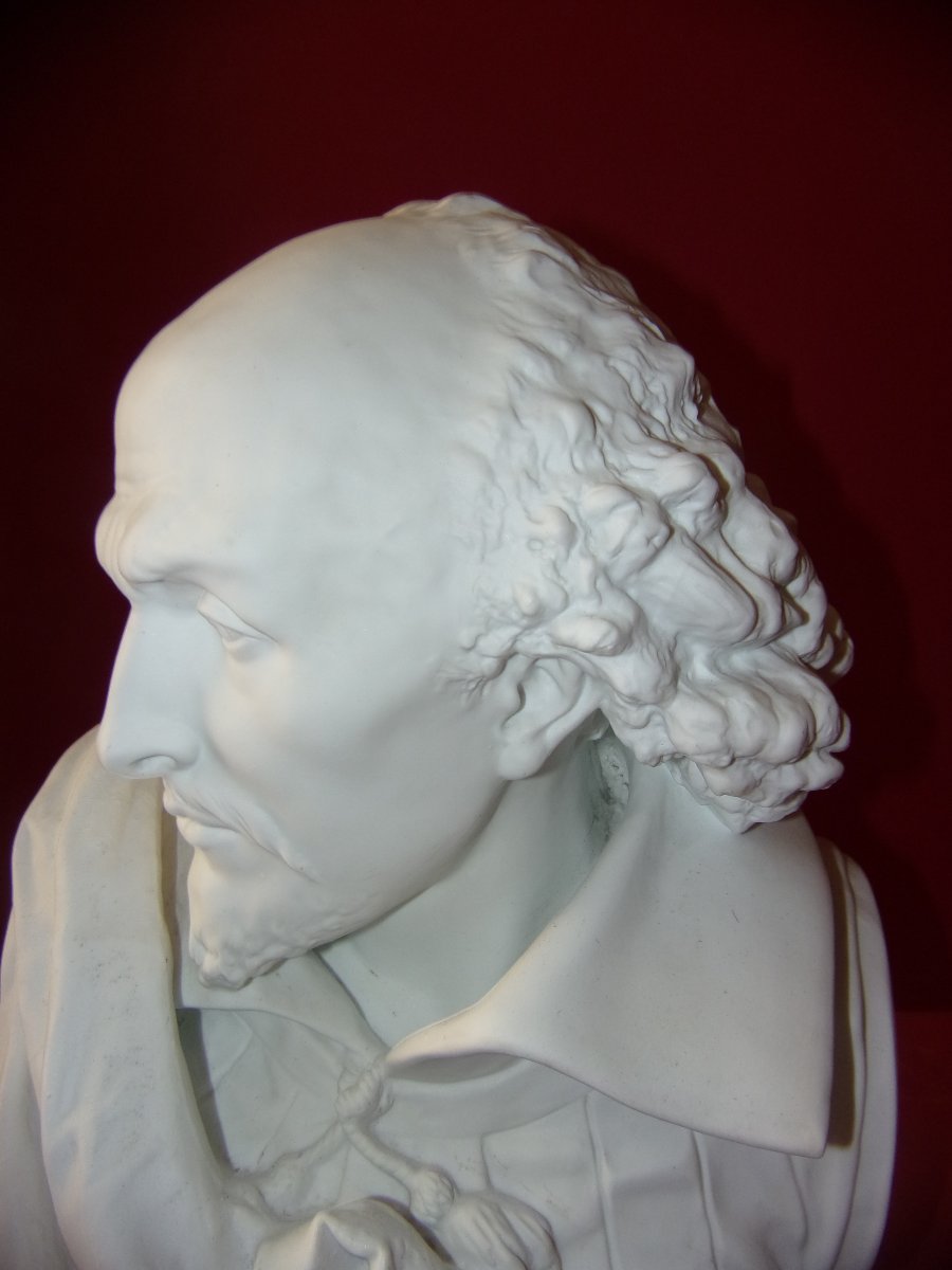 Bust Of Shakespeare, Late 19th Century Limoges Porcelain Cookie.-photo-4