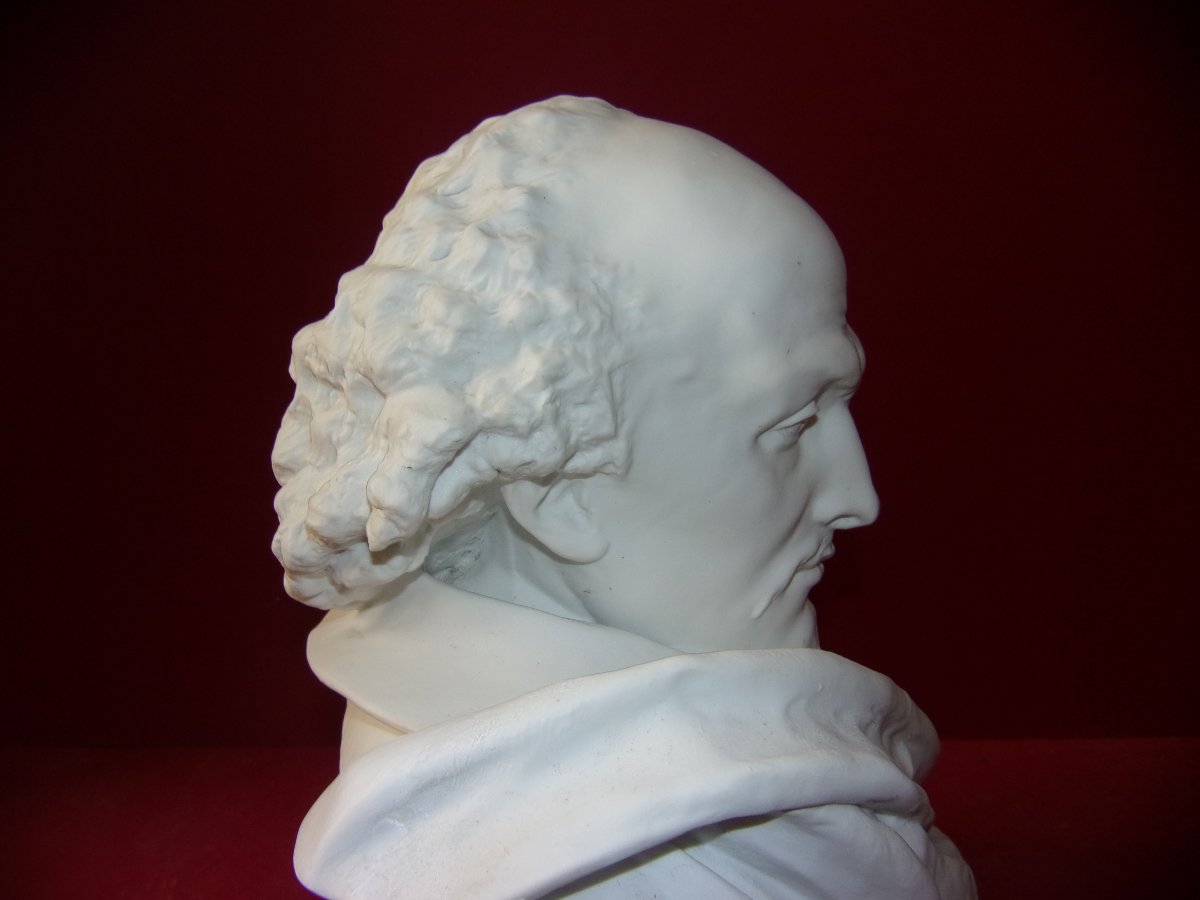 Bust Of Shakespeare, Late 19th Century Limoges Porcelain Cookie.-photo-6