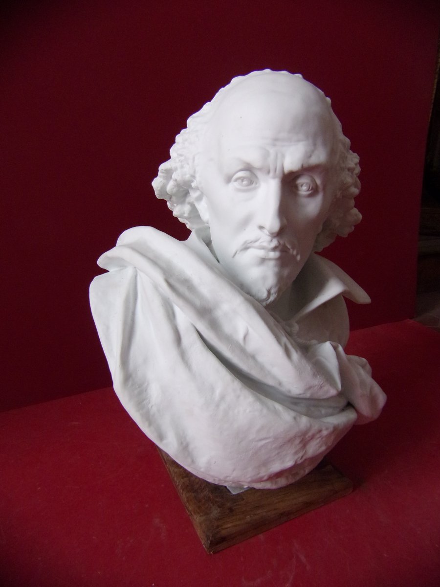 Bust Of Shakespeare, Late 19th Century Limoges Porcelain Cookie.